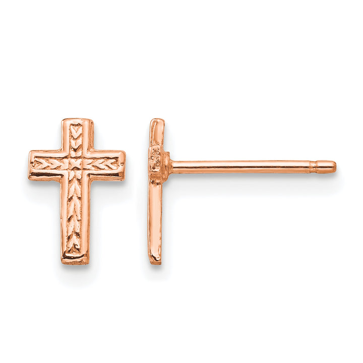 14K Rose Gold Small Polished Cross Post Earrings