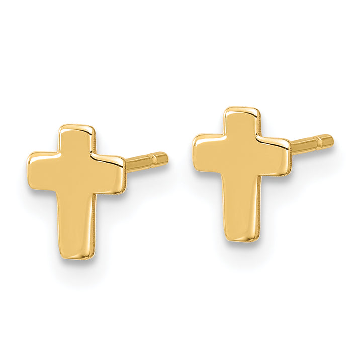 14K Yellow Gold Polished Small Cross Post Earrings