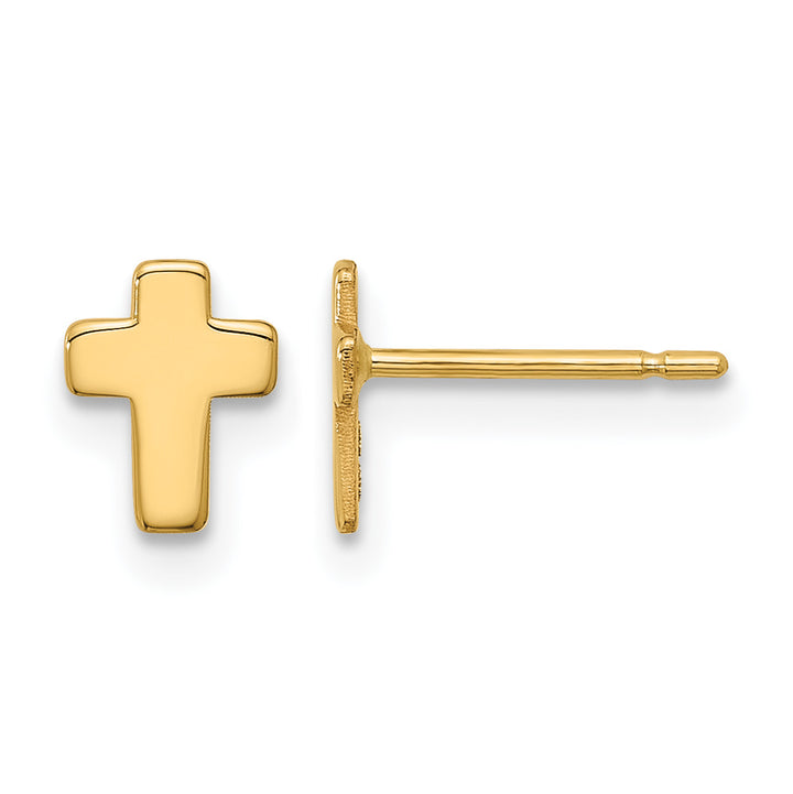 14K Yellow Gold Polished Small Cross Post Earrings