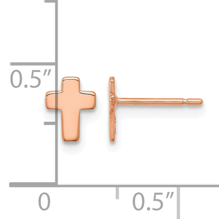 14K Rose Gold Polished Small Cross Post Earrings