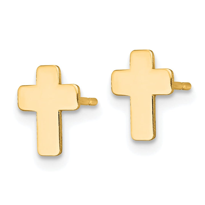 14K Yellow Gold Polished Cross Post Earrings