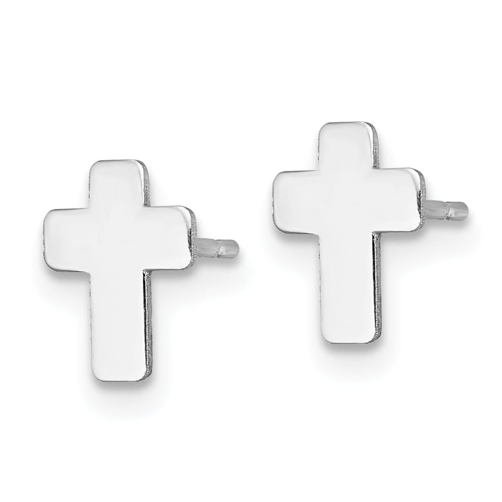 14K White Gold Polished Cross Post Earrings