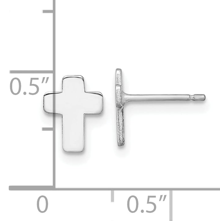 14K White Gold Polished Cross Post Earrings