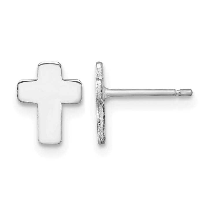 14K White Gold Polished Cross Post Earrings