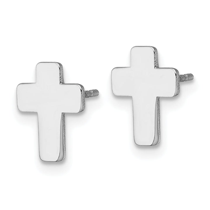 14K White Gold Polished Cross Post Earrings