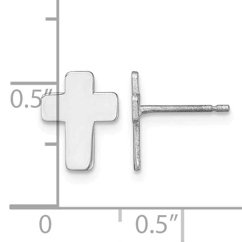 14K White Gold Polished Cross Post Earrings