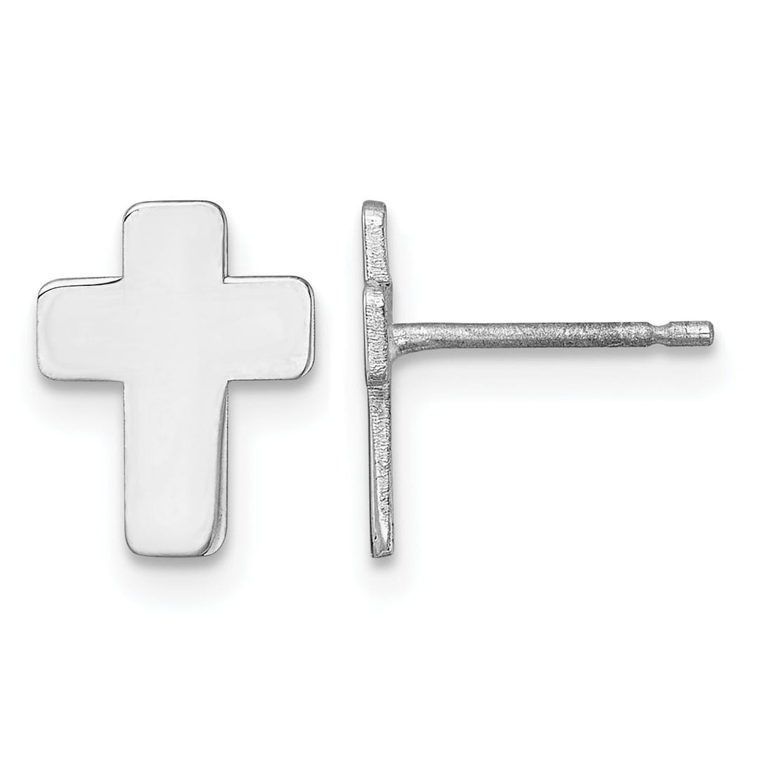 14K White Gold Polished Cross Post Earrings