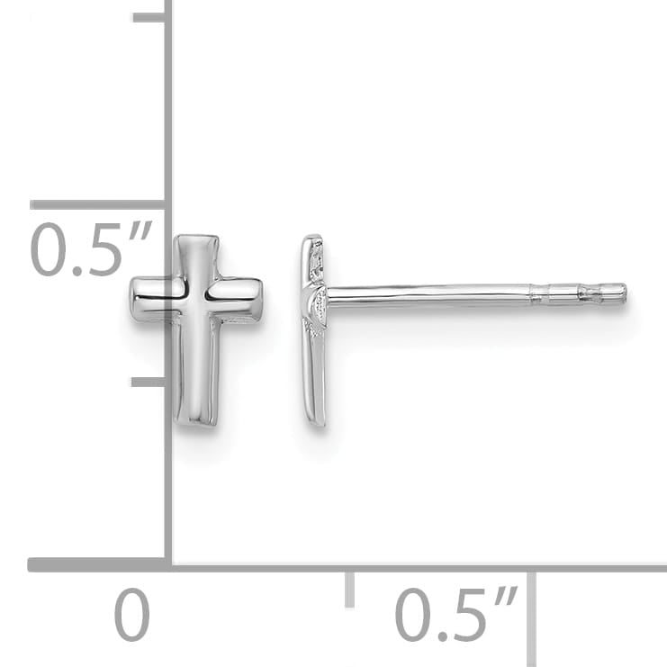 14K White Gold Polished Small Cross Post Earrings