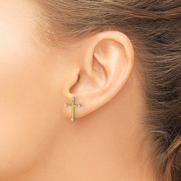 14K Yellow Gold D.C. Cross Post Earrings
