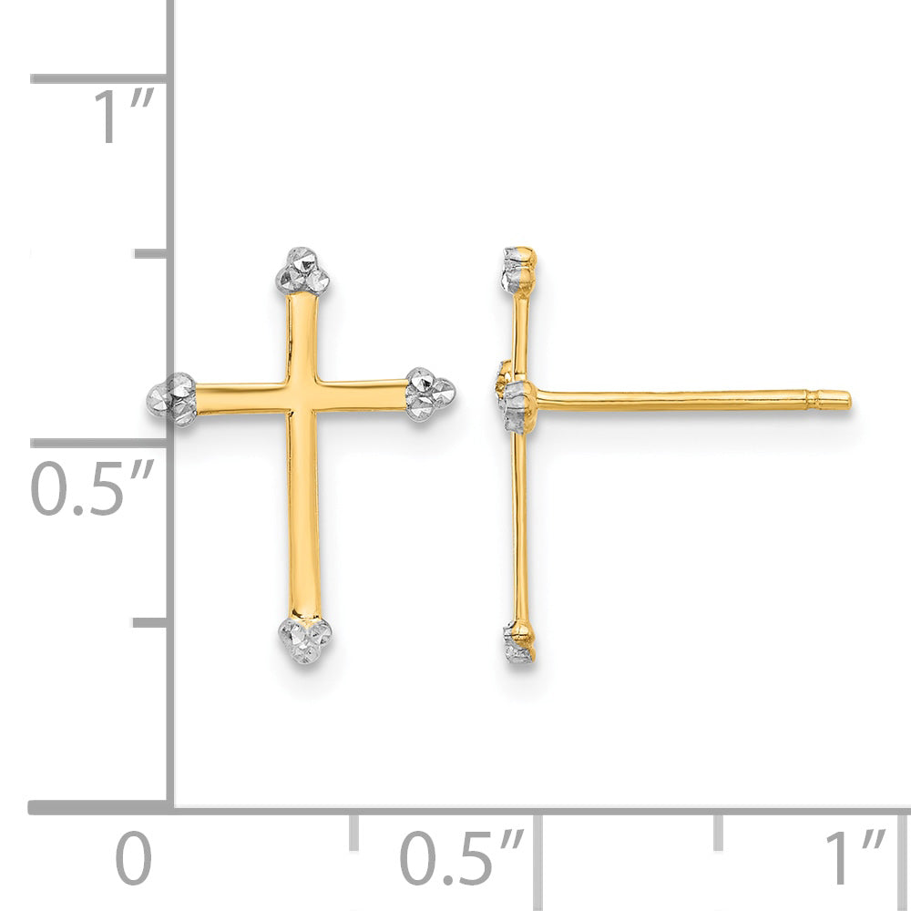 14K Yellow Gold D.C. Cross Post Earrings