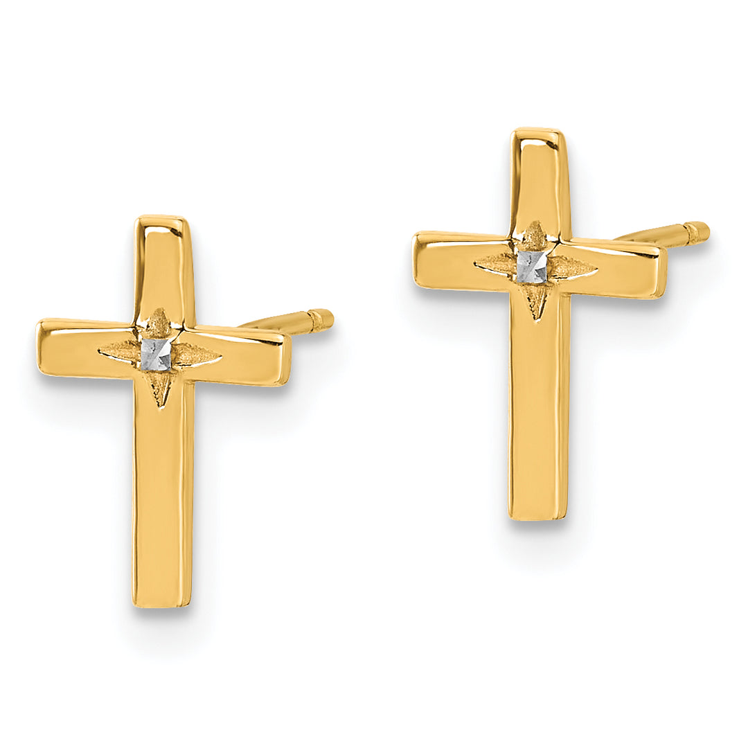 14K Yellow Gold Cross Post Earrings