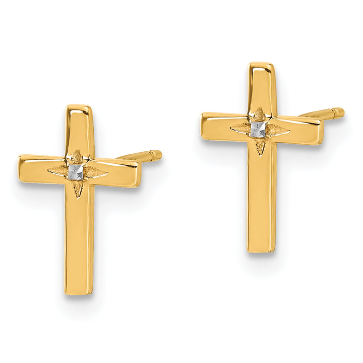 14K Yellow Gold Cross Post Earrings