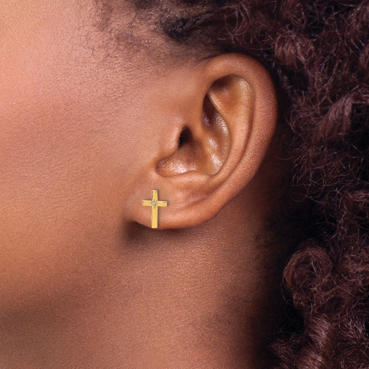 14K Yellow Gold Cross Post Earrings
