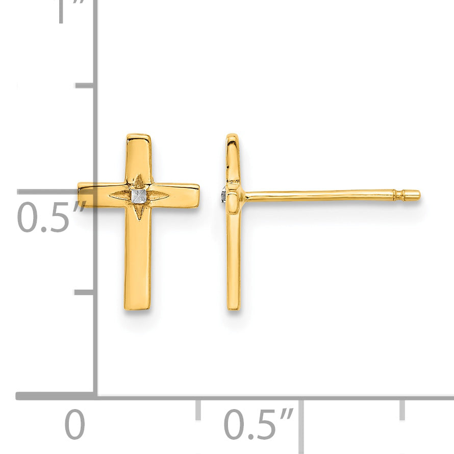 14K Yellow Gold Cross Post Earrings