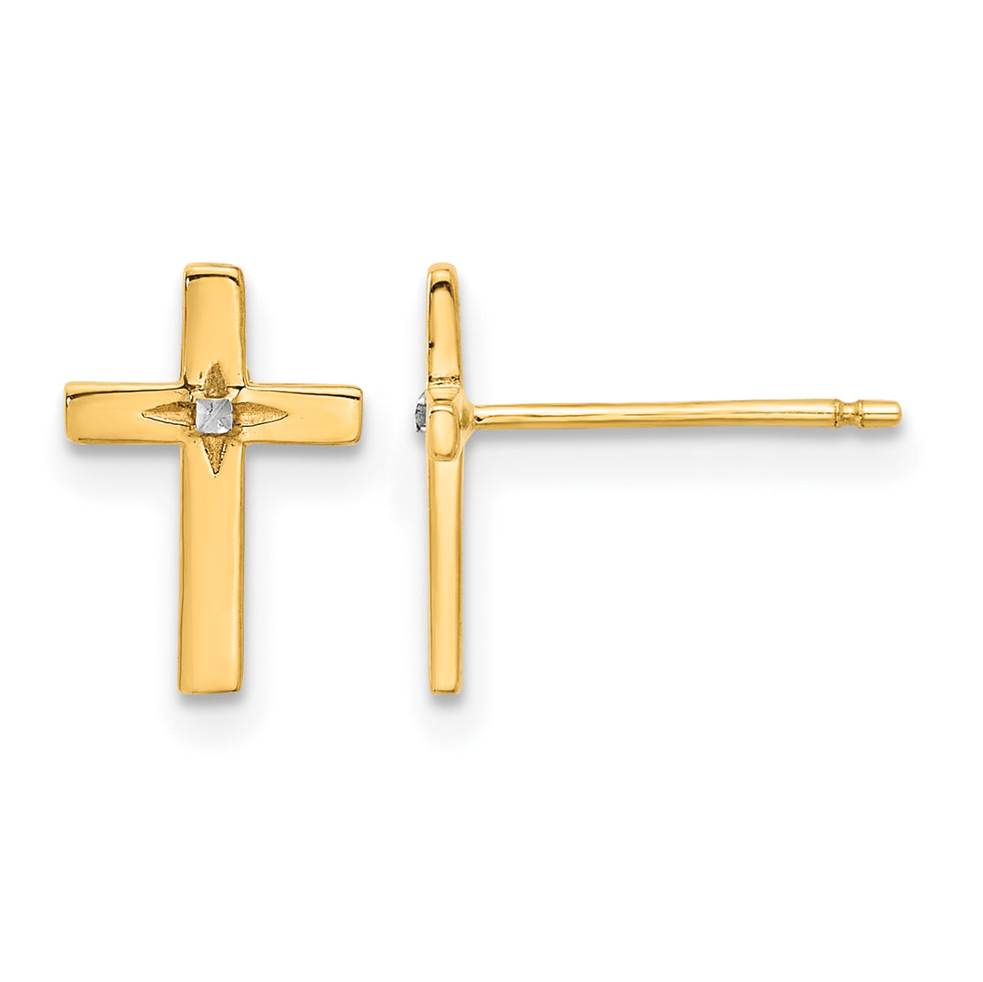 14K Yellow Gold Cross Post Earrings