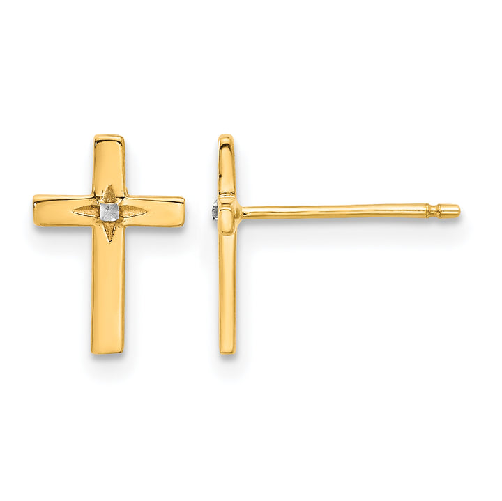 14K Yellow Gold Cross Post Earrings