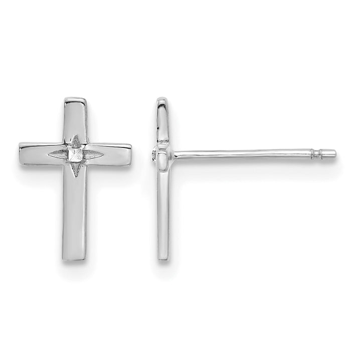 14K White Gold Cross Post Earrings