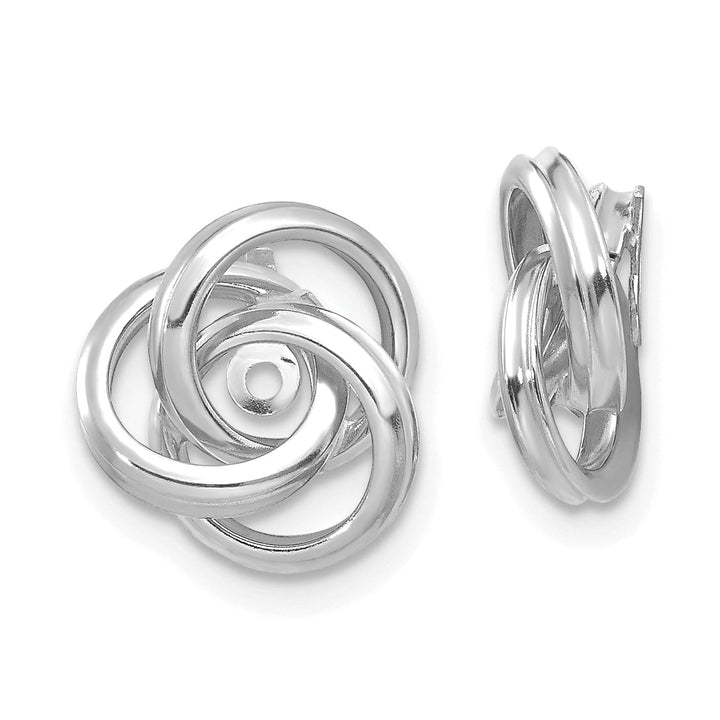 14K White Gold Polished Finish Love Knot Earring Jackets