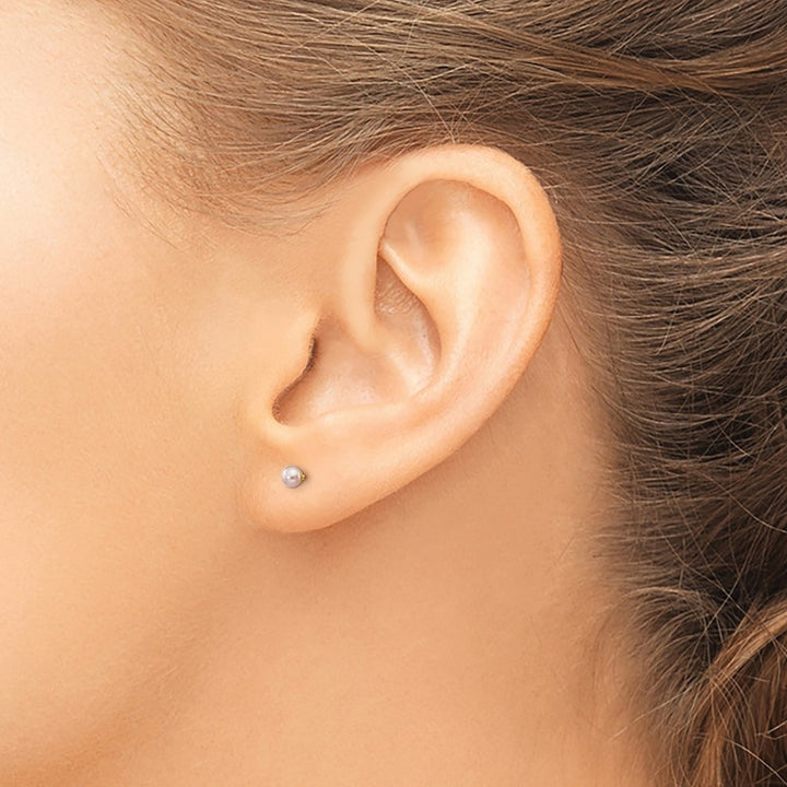 14K Yellow Gold 3-4mm Purple Button Freshwater Pearl Stud Earrings