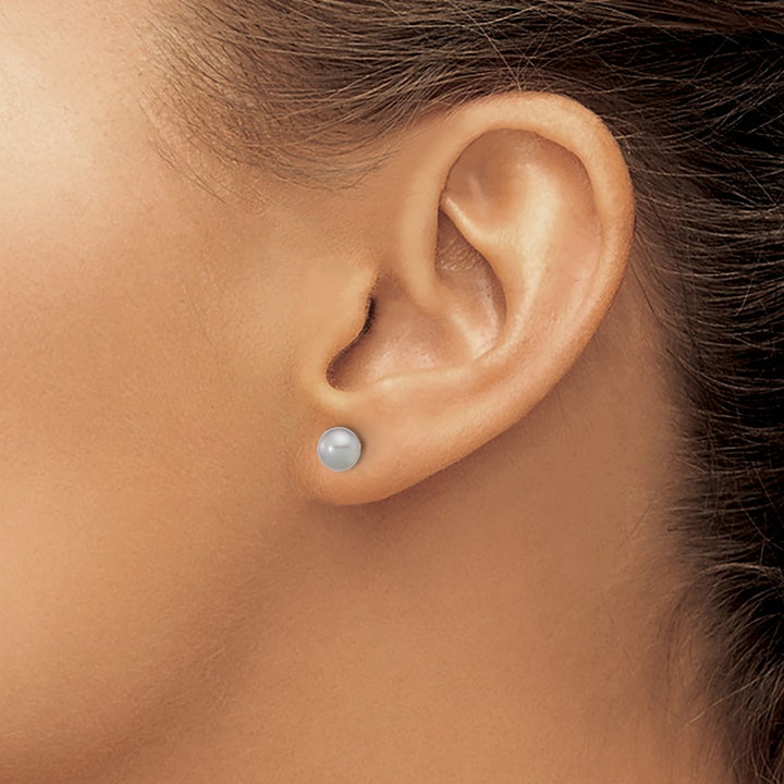 14K Yellow Gold 5-6mm Grey Button Freshwater Pearl Stud Post Earrings