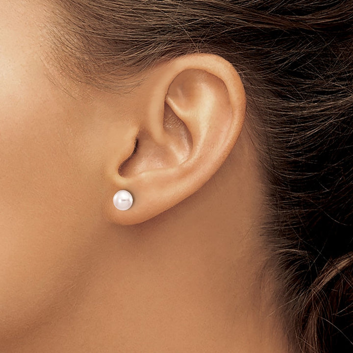 14K Yellow Gold 6-7mm Purple Button Freshwater Pearl Stud Earrings