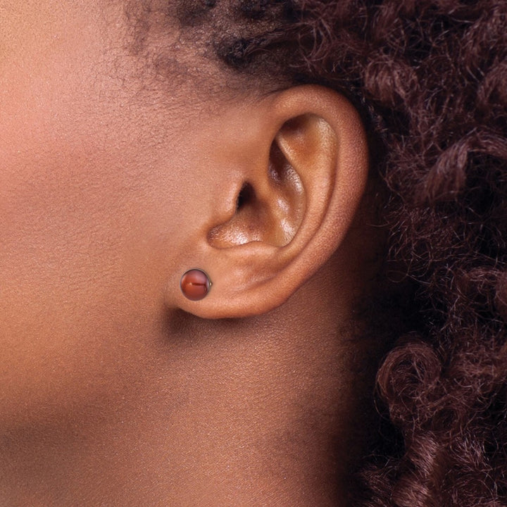 14K Yellow Gold 7-8mm Brown Button Freshwater Pearl Stud Post Earrings