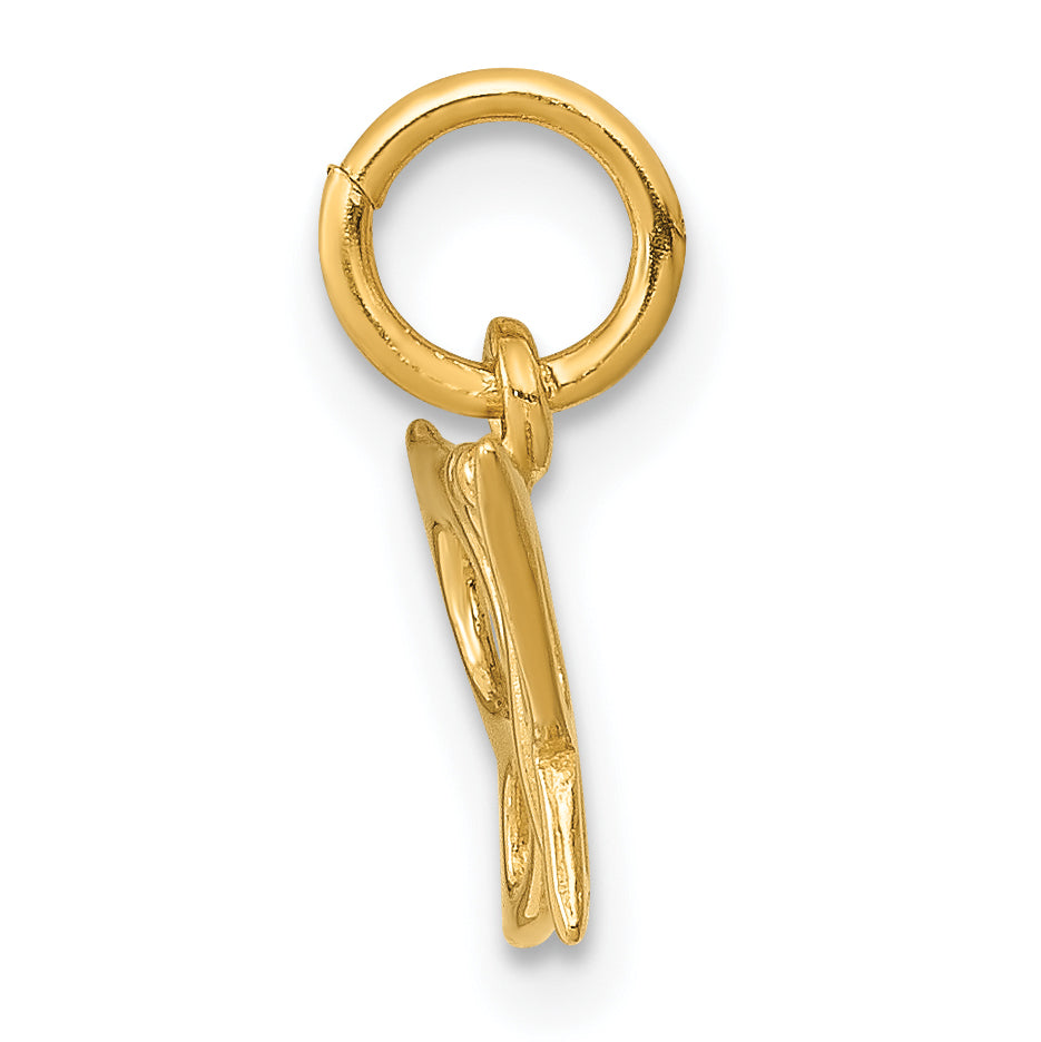 14k Yellow Gold Polished Finised Butterfly Charm Pendant