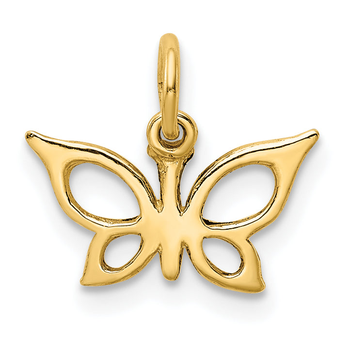 14k Yellow Gold Polished Finised Butterfly Charm Pendant