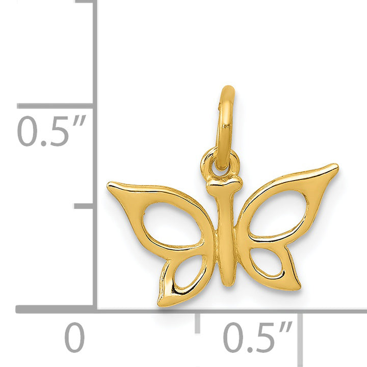 14k Yellow Gold Polished Finised Butterfly Charm Pendant