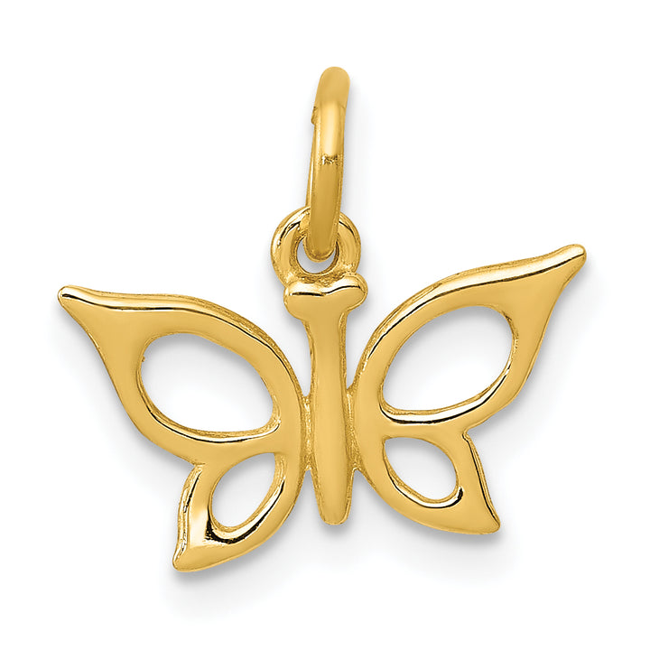 14k Yellow Gold Polished Finised Butterfly Charm Pendant