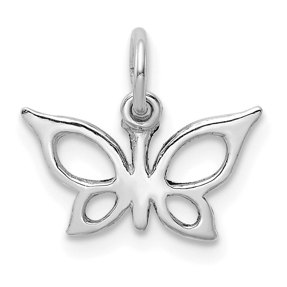 14k White Gold Polished Finish Butterfly Charm Pendant