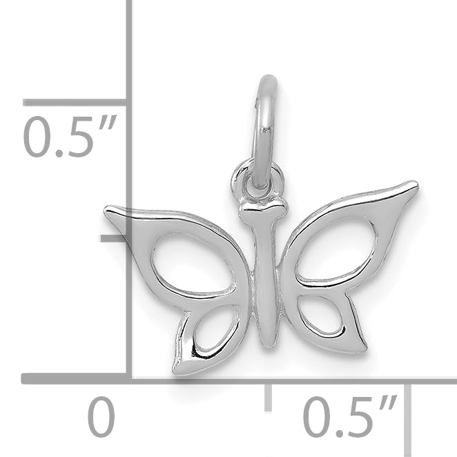 14k White Gold Polished Finish Butterfly Charm Pendant