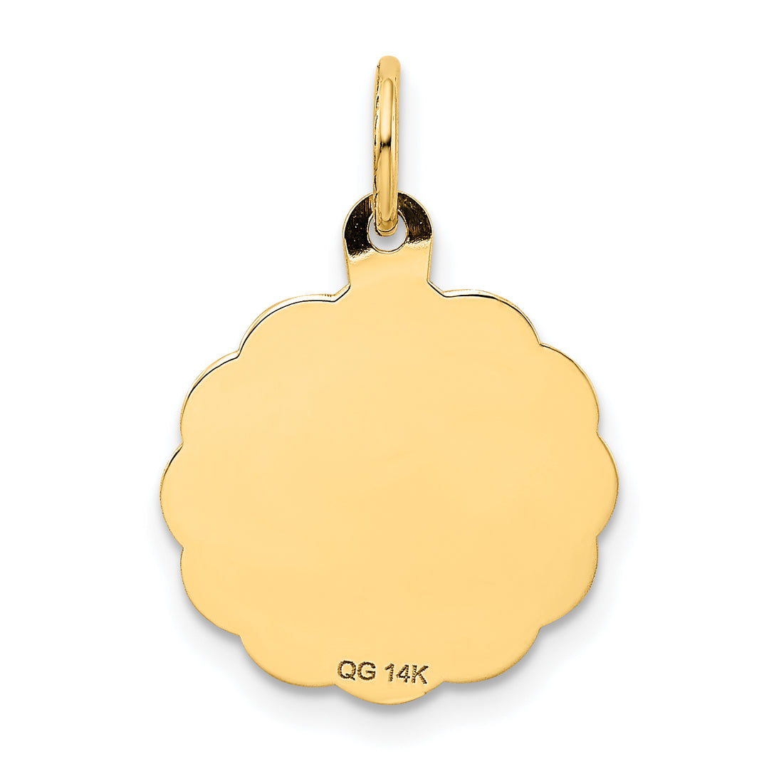 14k Yellow Gold A DATE TO REMEMBER Disc Pendant