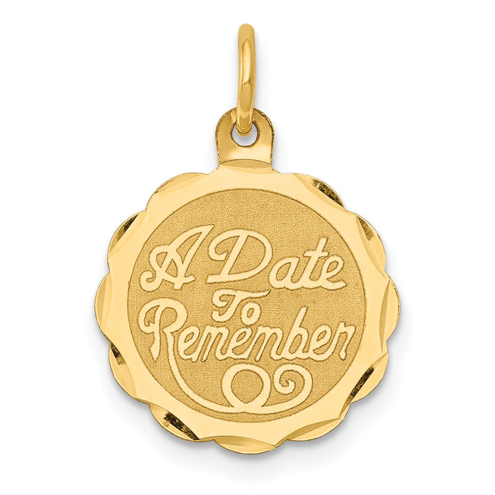 14k Yellow Gold A DATE TO REMEMBER Disc Pendant