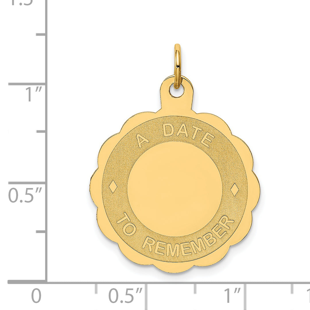 14kt Yellow Gold A DATE TO REMEMBER Pendant Disc