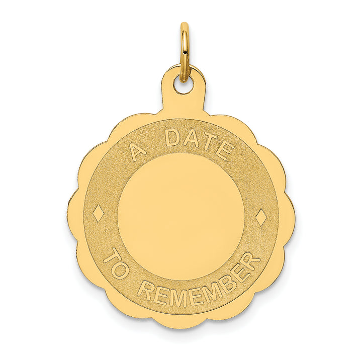 14kt Yellow Gold A DATE TO REMEMBER Pendant Disc