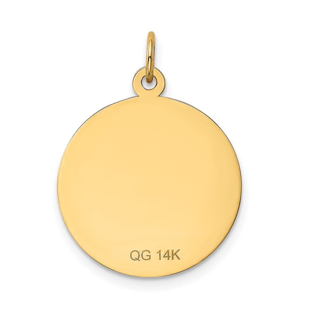 14kt Yellow Gold A DATE TO REMEMBER Design Disc Pendant