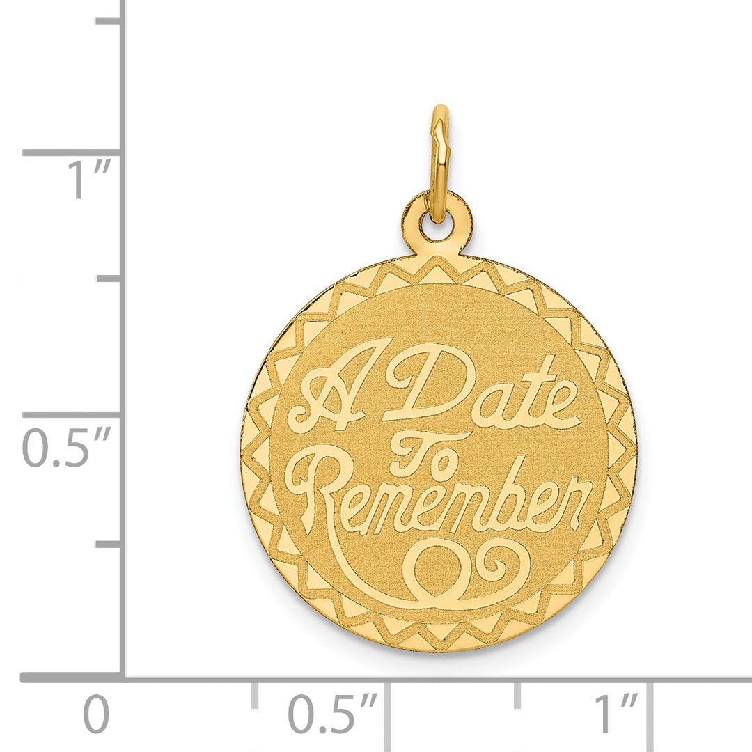 14kt Yellow Gold A DATE TO REMEMBER Design Disc Pendant