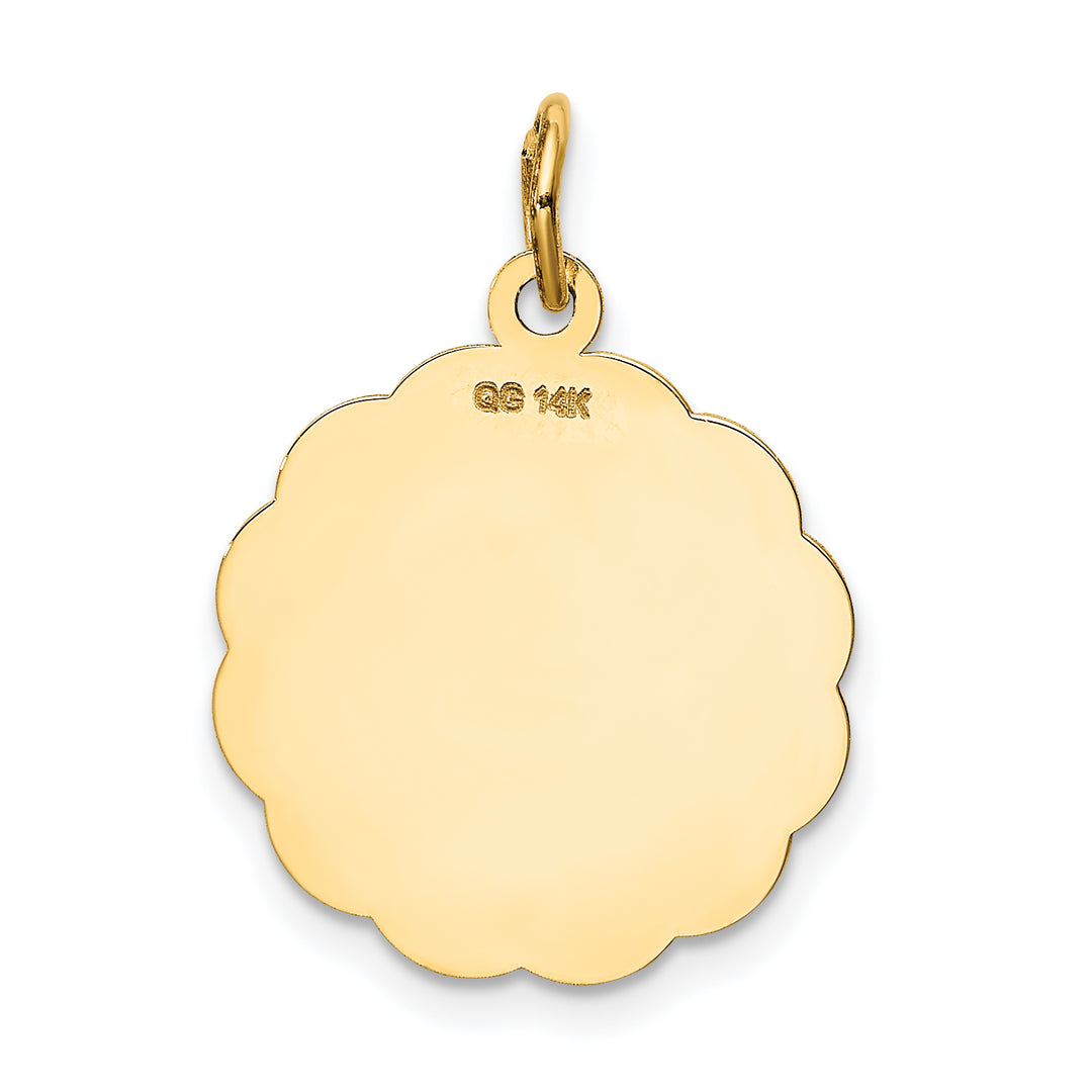 14kt Yellow Gold A DATE TO REMEMBER Disc Pendant