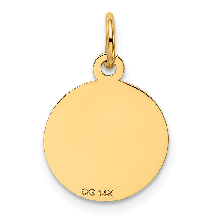 14k Yellow Gold GRADUATION DAY with Cap Disc Charm Pendant