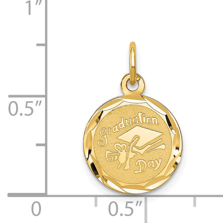 14k Yellow Gold GRADUATION DAY with Cap Disc Charm Pendant