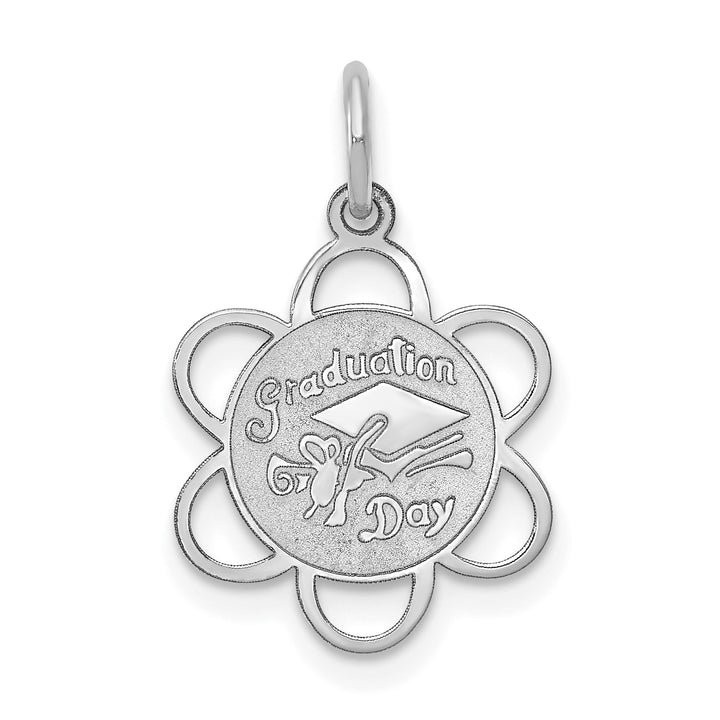 14k White Gold GRADUATION DAY Scalloped Edge Pendant