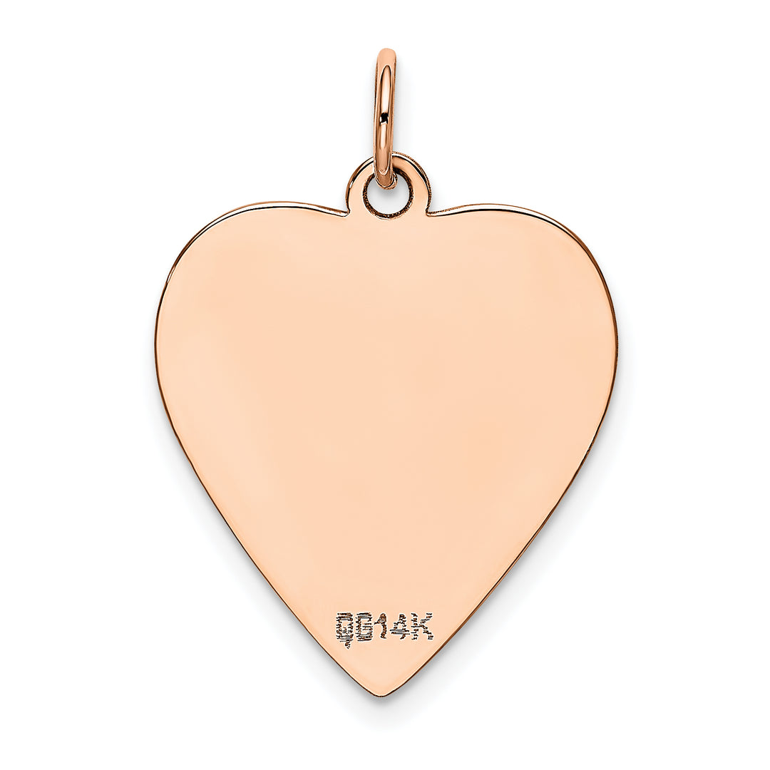 14K Rose Gold Polished Heart Shaped Disc Design Pendant