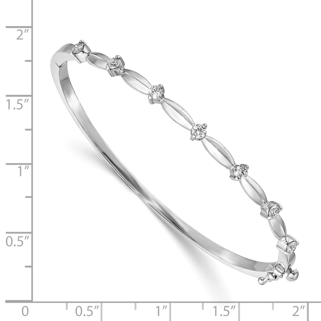 14k 1/2 carat White Gold AAA Diamond Hinged Oval Bangle Bracelet