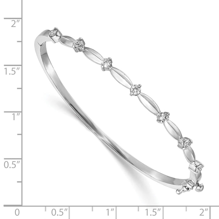 14k 1/2 carat White Gold AAA Diamond Hinged Oval Bangle Bracelet