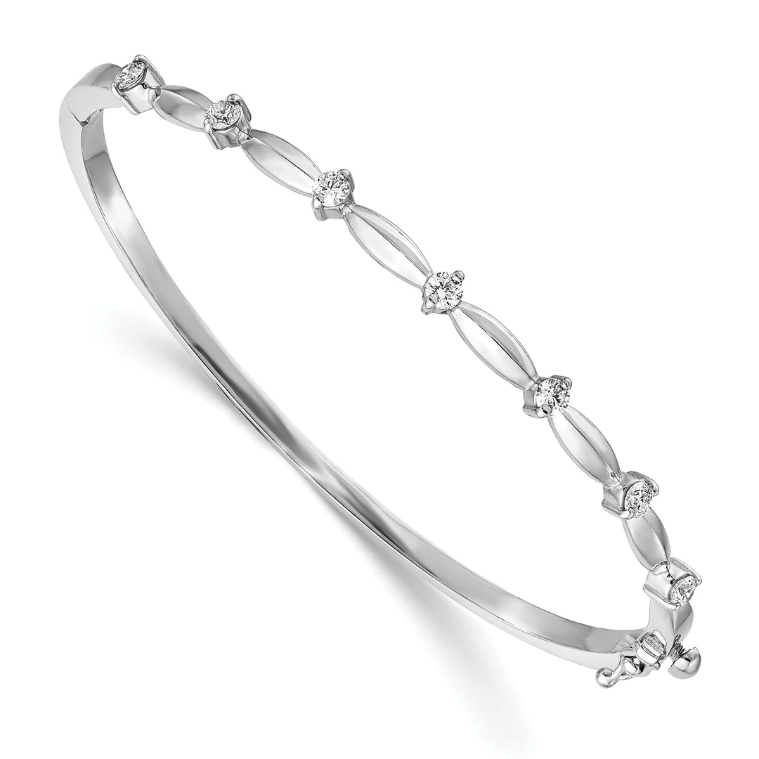14k 1/2 carat White Gold A Diamond Hinged Oval Bangle Bracelet