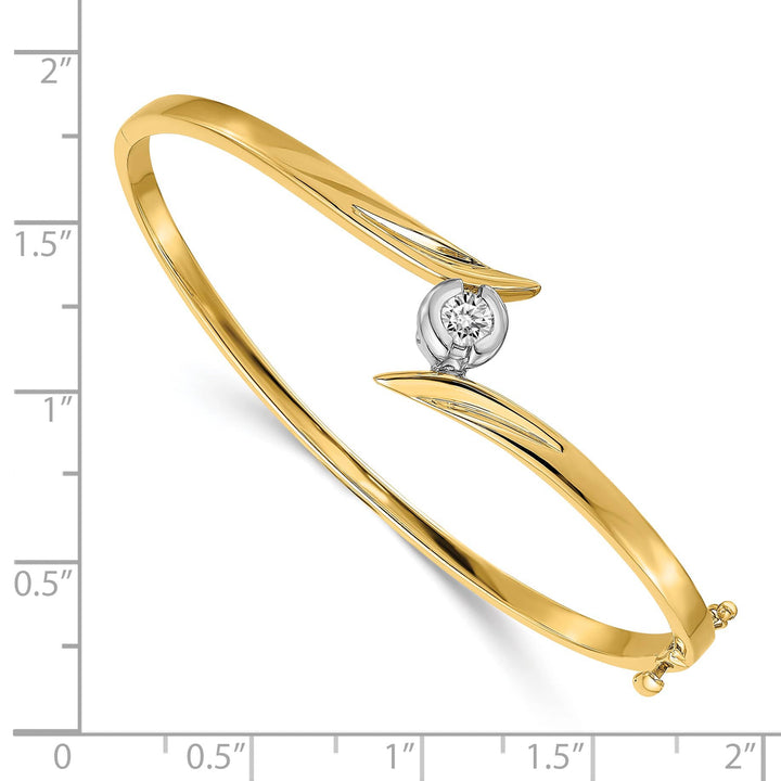 14k Two-tone Complete 1/4 carat A Diamond Hinged Oval Bangle - 8.27g