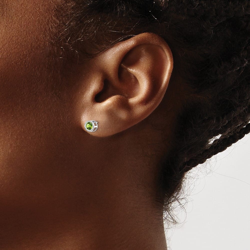 14K White Gold 4mm Round Bezel Post Earrings, view 19 of 24