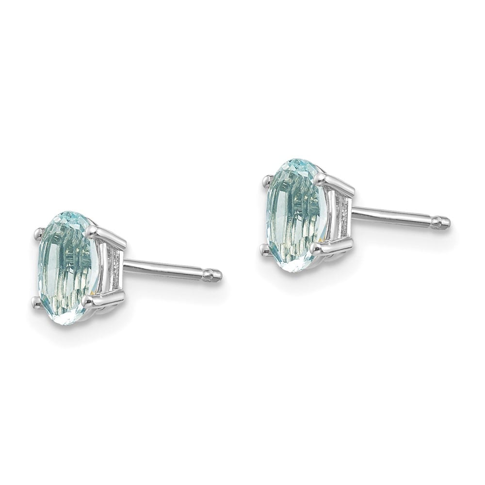 14K White Gold 6x4 Oval Post Earrings, view 10 of 24