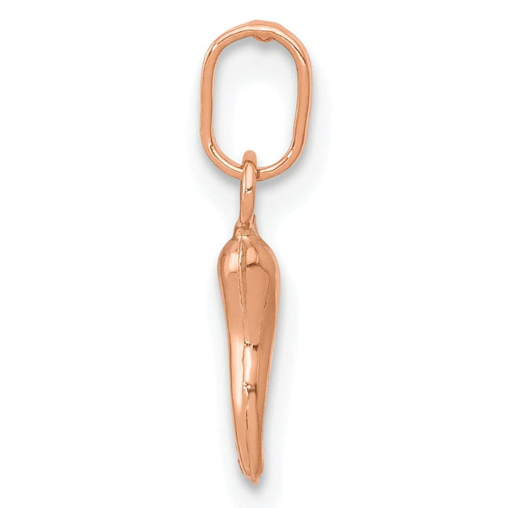 14k Rose Gold Small 3-D Italian Horn Charm Pendant